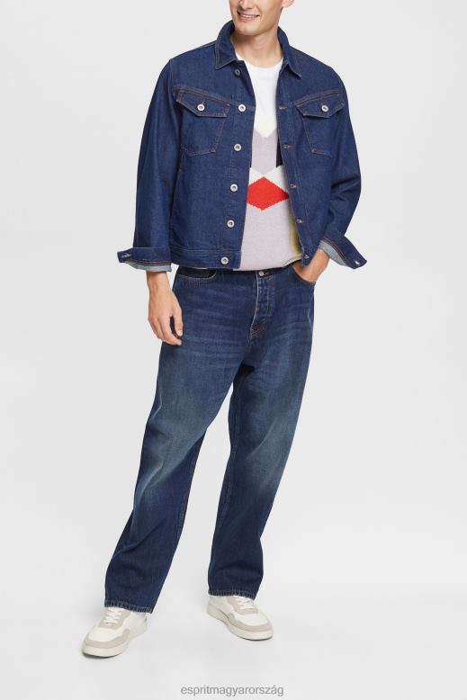 Esprit farmerdzseki férfiak kék sötét mosás dzsekik F8HN8879