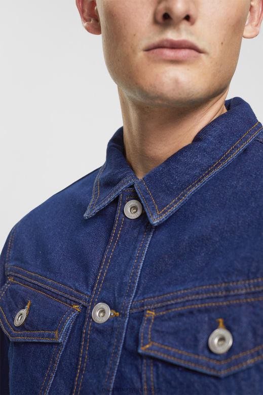 Esprit farmerdzseki férfiak kék sötét mosás dzsekik F8HN8879
