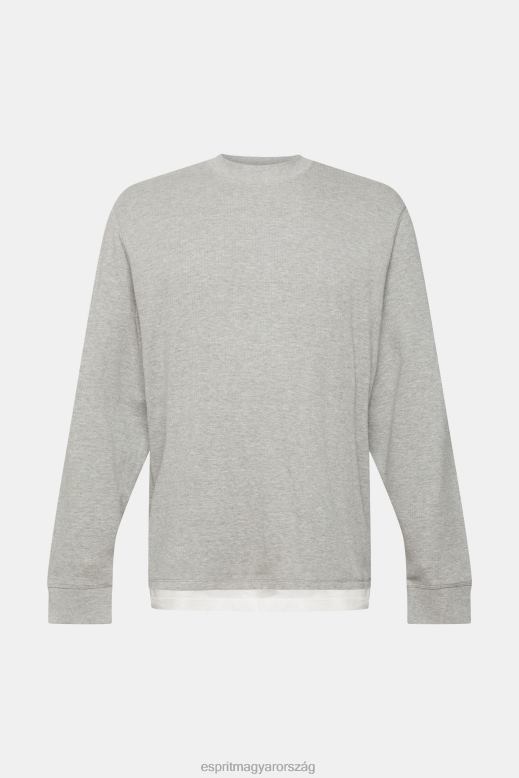 Esprit bordázott hosszú ujjú felső férfiak világos szürke hosszú ujj F8HN8817