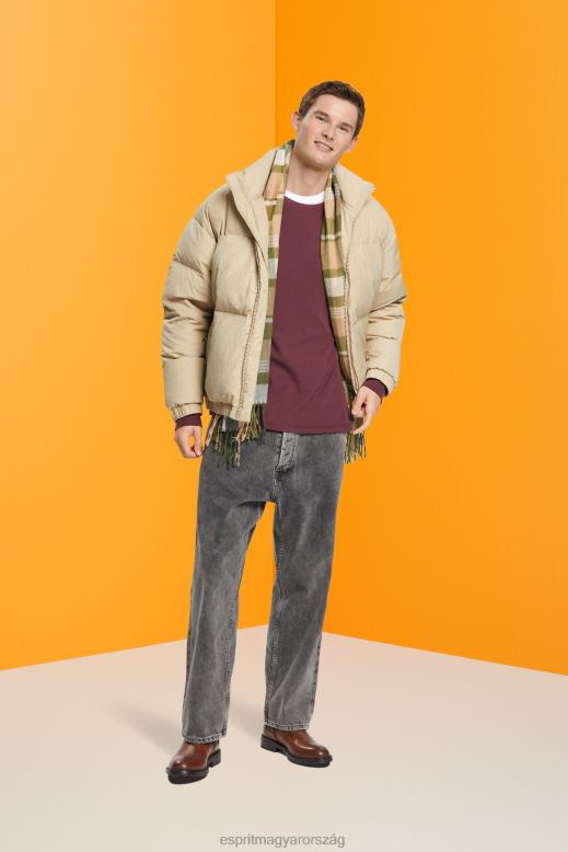 Esprit gofri piké hosszú ujjú felső férfiak bordói vörös hosszú ujj F8HN8825