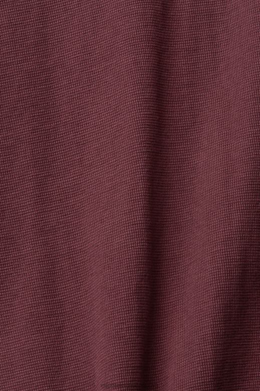 Esprit gofri piké hosszú ujjú felső férfiak bordói vörös hosszú ujj F8HN8825