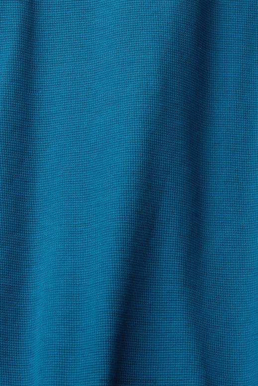 Esprit gofri piké hosszú ujjú felső férfiak sötét türkiz hosszú ujj F8HN8851