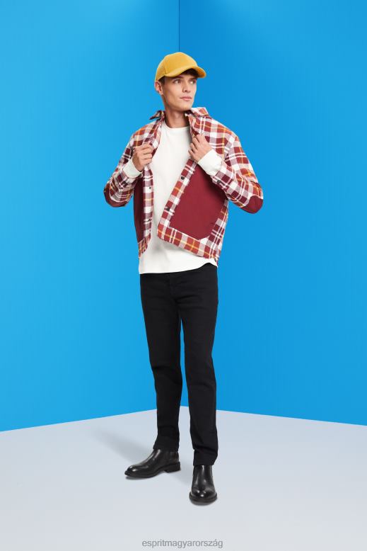 Esprit gofri piké hosszú ujjú felső férfiak törtfehér hosszú ujj F8HN8850