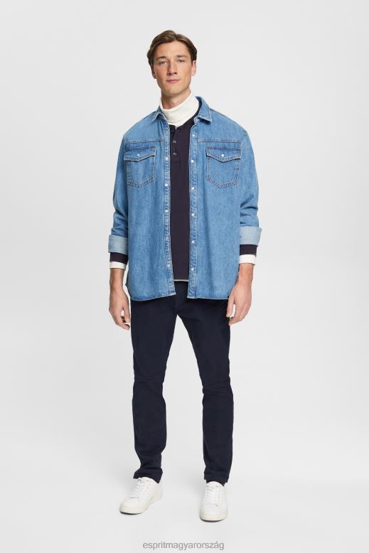 Esprit hosszú ujjú felső gombokkal férfiak haditengerészet hosszú ujj F8HN8772