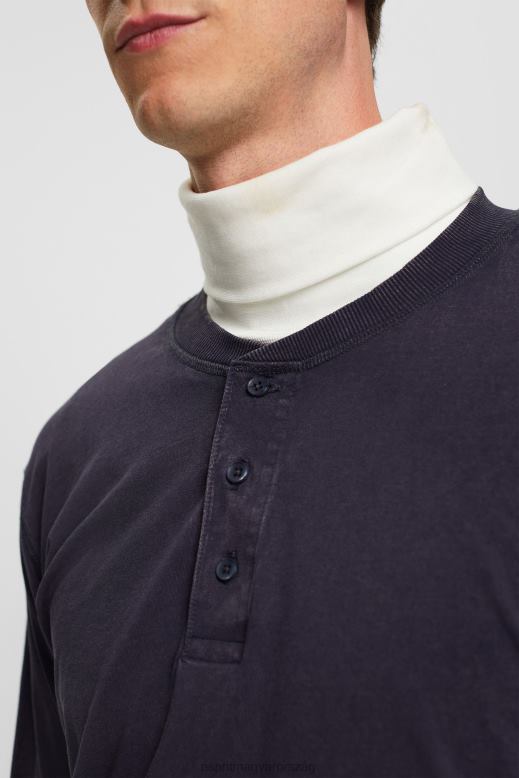 Esprit hosszú ujjú felső gombokkal férfiak haditengerészet hosszú ujj F8HN8772