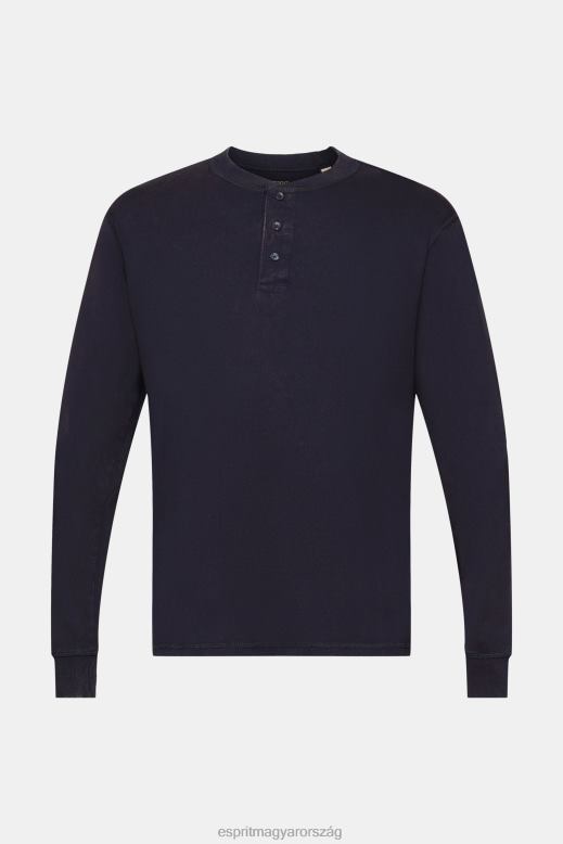 Esprit hosszú ujjú felső gombokkal férfiak haditengerészet hosszú ujj F8HN8772