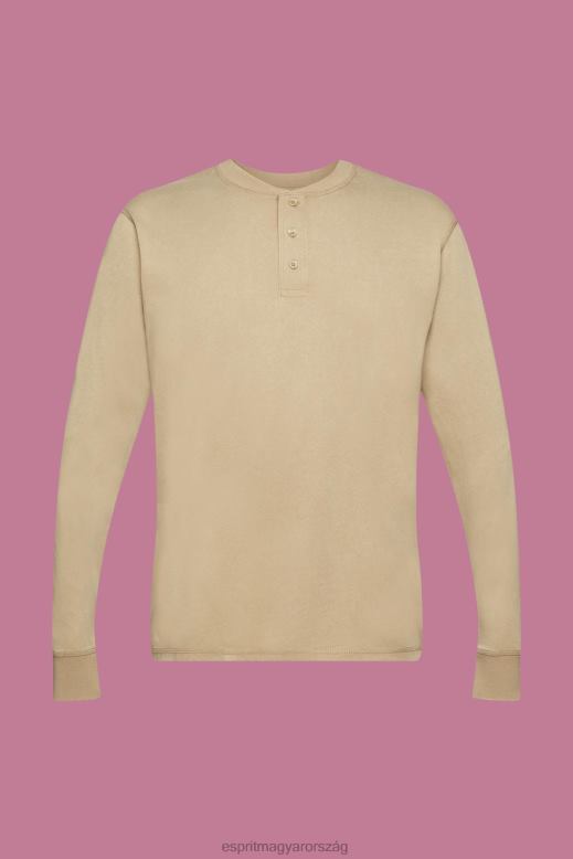 Esprit hosszú ujjú felső gombokkal férfiak khaki bézs hosszú ujj F8HN8723
