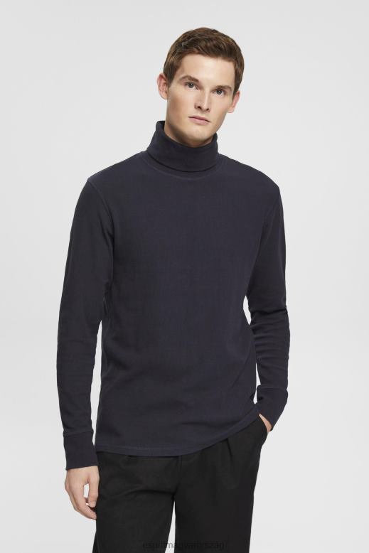 Esprit hosszú ujjú gofri felső, 100% pamut férfiak haditengerészet hosszú ujj F8HN8695