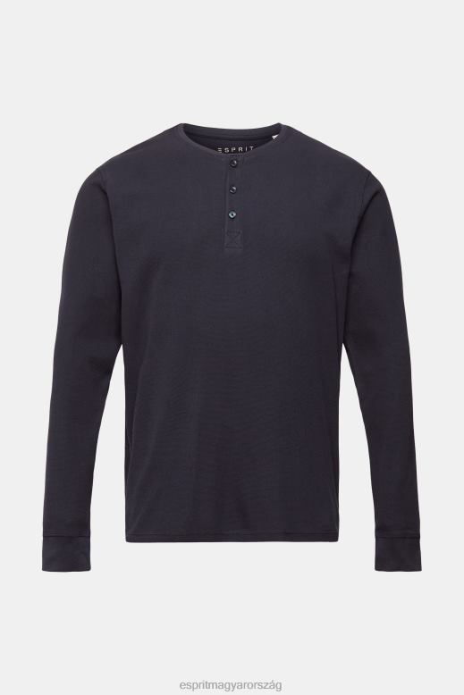 Esprit hosszú ujjú gofri felső, 100% pamut férfiak haditengerészet hosszú ujj F8HN8822