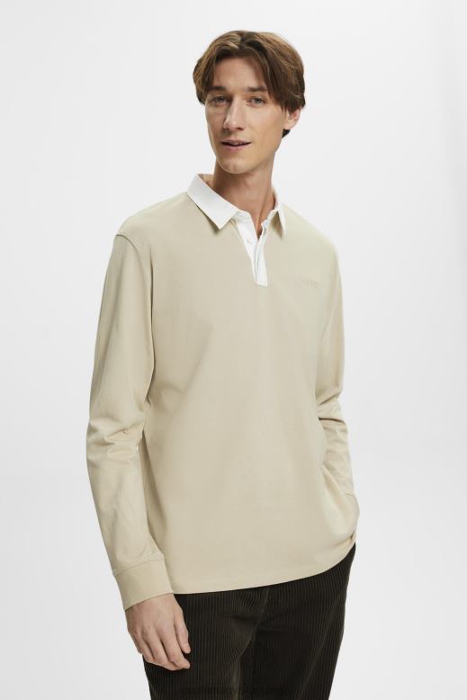 Esprit rögbi ing hímzett logóval férfiak poros zöld hosszú ujj F8HN8720