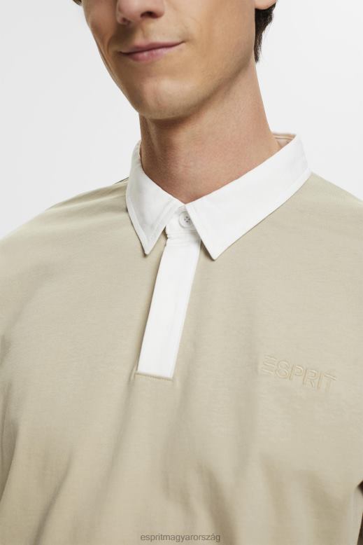 Esprit rögbi ing hímzett logóval férfiak poros zöld hosszú ujj F8HN8720