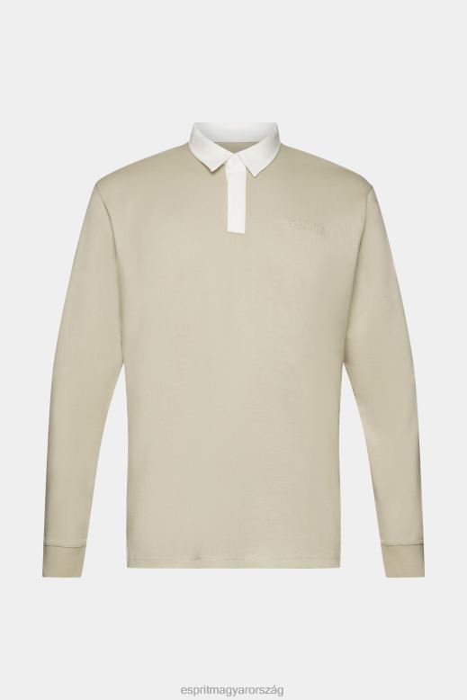 Esprit rögbi ing hímzett logóval férfiak poros zöld hosszú ujj F8HN8720