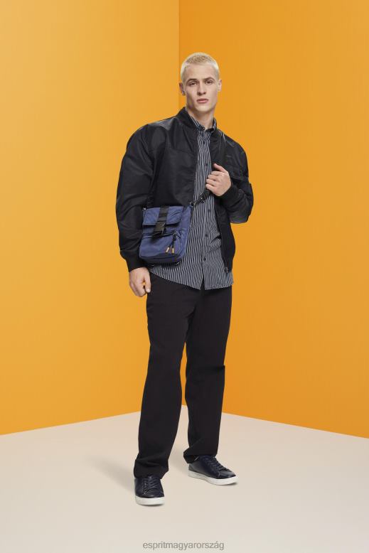 Esprit csíkos fenntartható pamut ing férfiak haditengerészet ingek F8HN8706