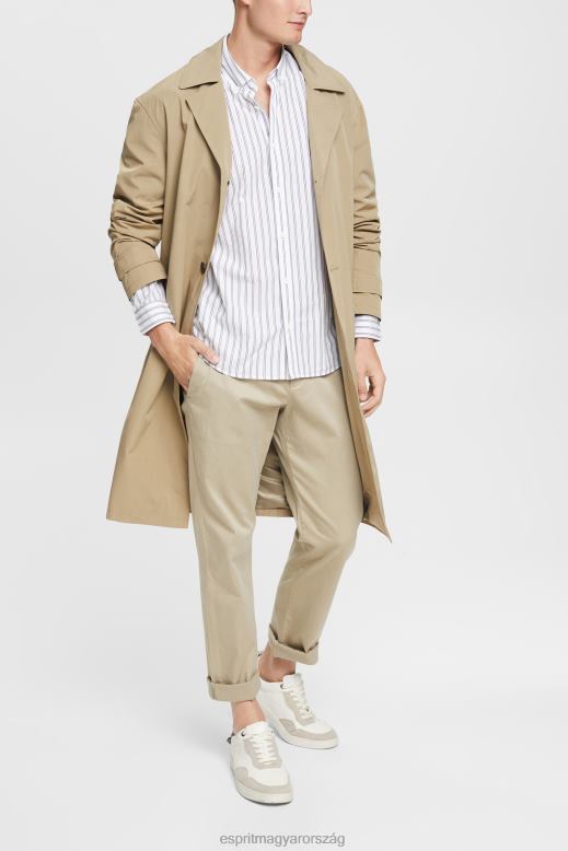 Esprit csíkos gombos ing férfiak fehér ingek F8HN8884