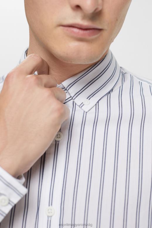 Esprit csíkos gombos ing férfiak fehér ingek F8HN8884
