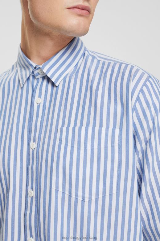 Esprit csíkos ing férfiak kék ingek F8HN8873