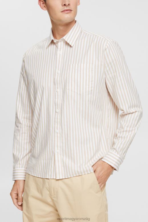 Esprit csíkos ing férfiak krém bézs ingek F8HN8871