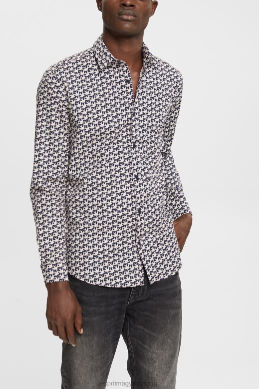 Esprit egész mintás ing férfiak haditengerészet ingek F8HN8881