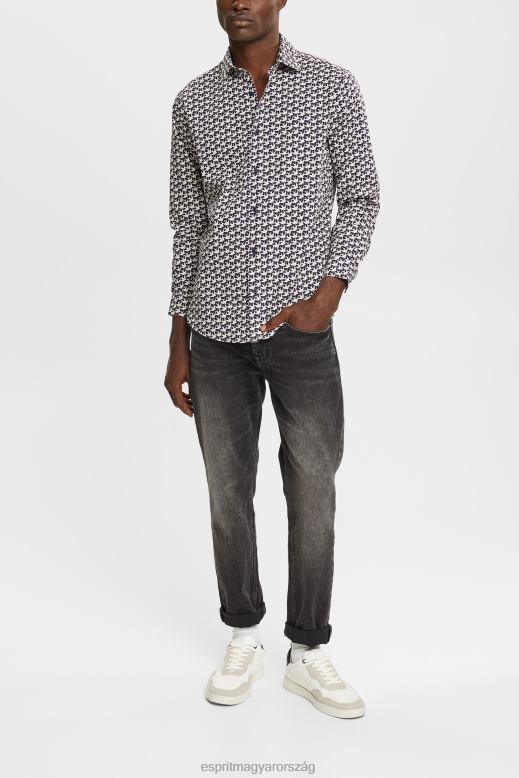 Esprit egész mintás ing férfiak haditengerészet ingek F8HN8881