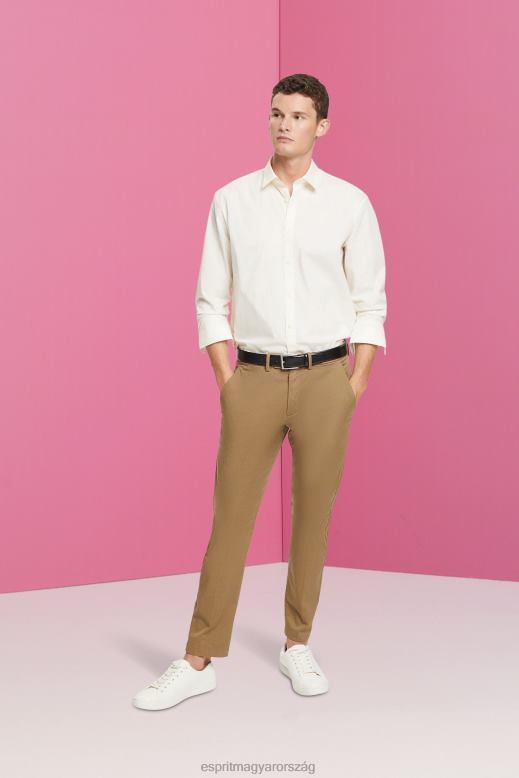 Esprit fenntartható pamut ing férfiak törtfehér ingek F8HN8831