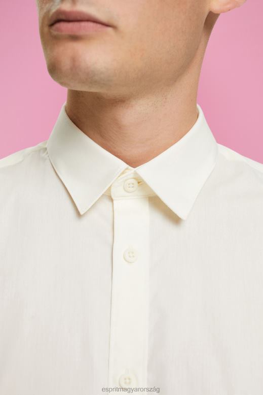 Esprit fenntartható pamut ing férfiak törtfehér ingek F8HN8831