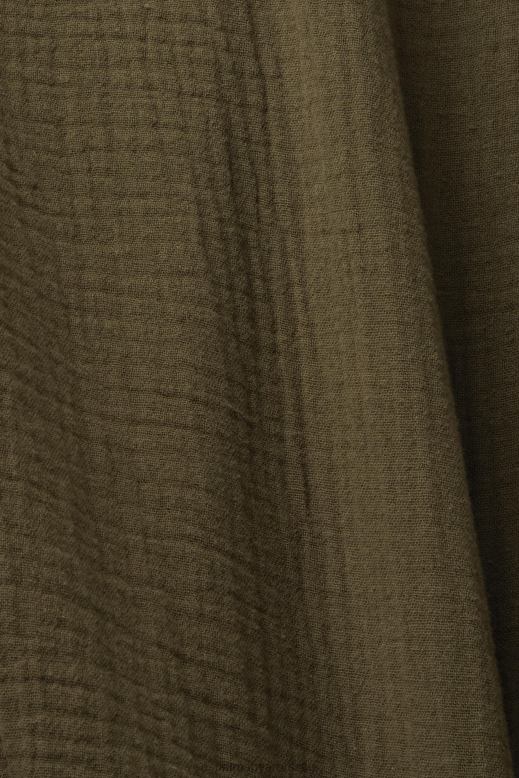 Esprit fenntartható pamut muszlin ing férfiak khaki zöld ingek F8HN8756