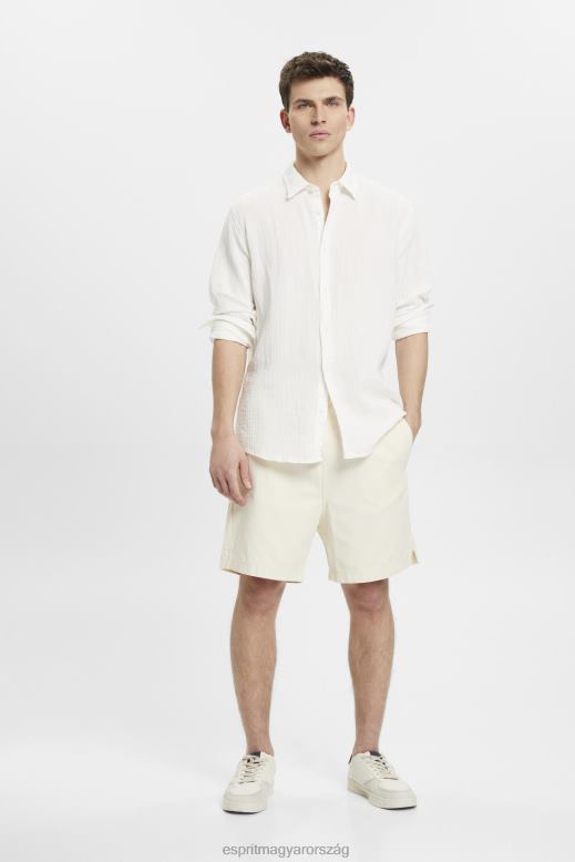 Esprit fenntartható pamut muszlin ing férfiak törtfehér ingek F8HN8755