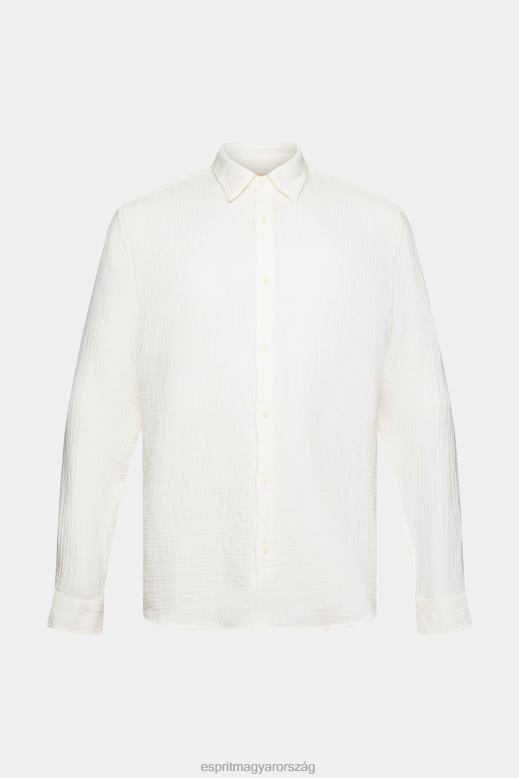 Esprit fenntartható pamut muszlin ing férfiak törtfehér ingek F8HN8755