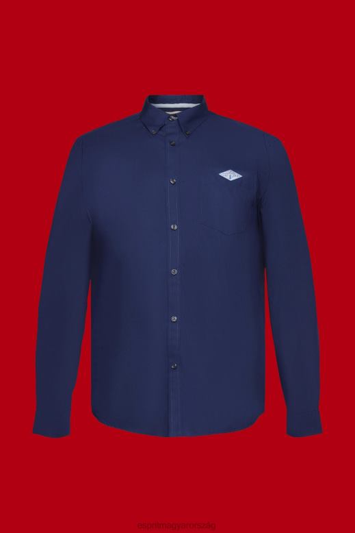 Esprit gombolható pamut ing férfiak haditengerészet ingek F8HN8660