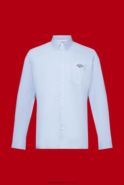 Esprit gombolható pamut ing férfiak pasztell kék ingek F8HN8661