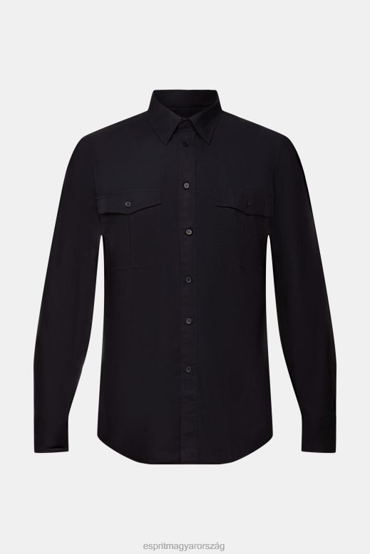 Esprit használati ing, 100% pamut férfiak fekete ingek F8HN8571