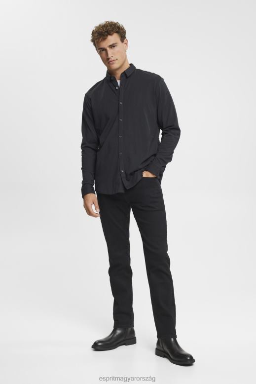 Esprit jersey hosszú ujjú, 100% pamut férfiak fekete ingek F8HN8679