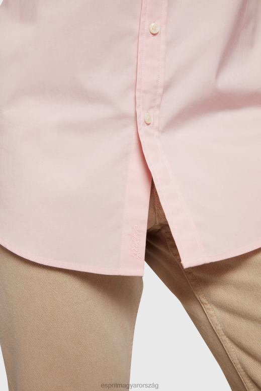 Esprit karcsúsított delfinjelvényű poplin ing férfiak világos rózsaszín ingek F8HN8804