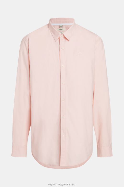 Esprit karcsúsított delfinjelvényű poplin ing férfiak világos rózsaszín ingek F8HN8804