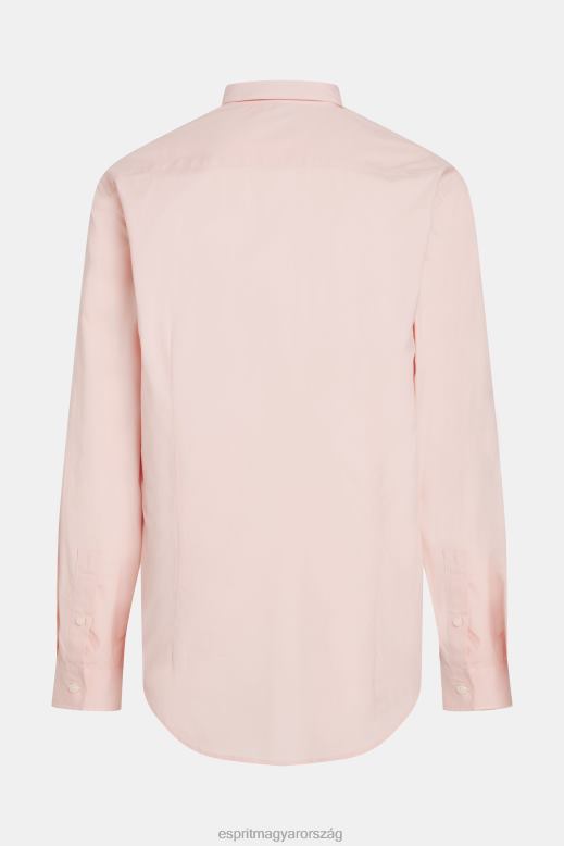 Esprit karcsúsított delfinjelvényű poplin ing férfiak világos rózsaszín ingek F8HN8804