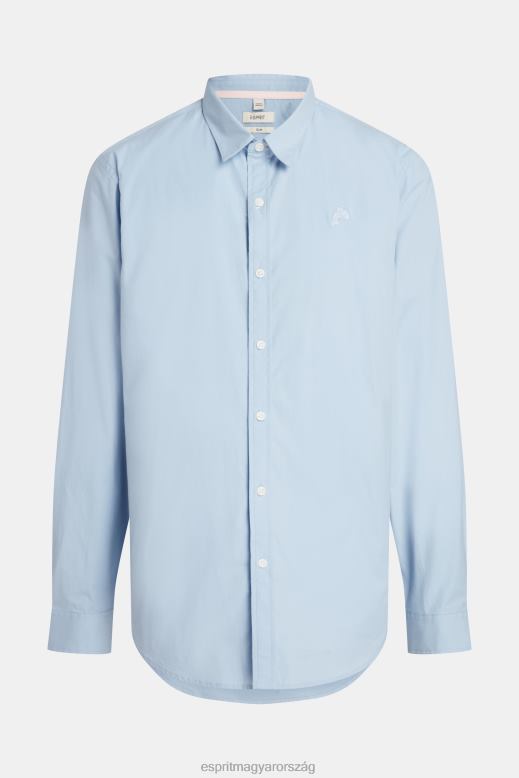 Esprit karcsúsított delfinjelvényű poplin ing férfiak világoskék ingek F8HN8803