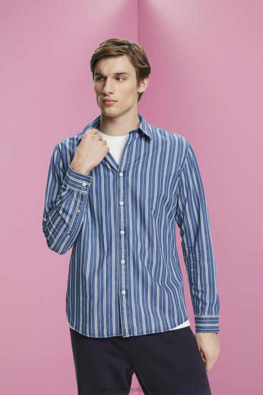 Esprit karcsú szabású farmer ing csíkokkal férfiak jég ingek F8HN8716