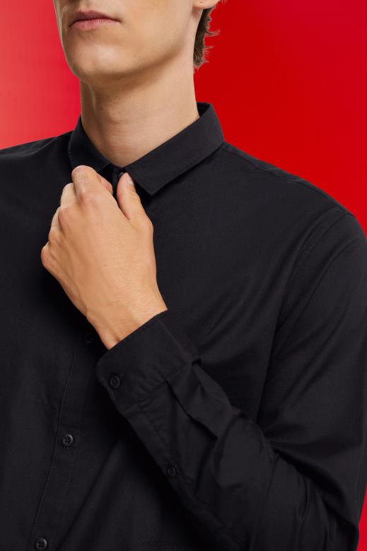 Esprit karcsú szabású ing férfiak fekete ingek F8HN8853