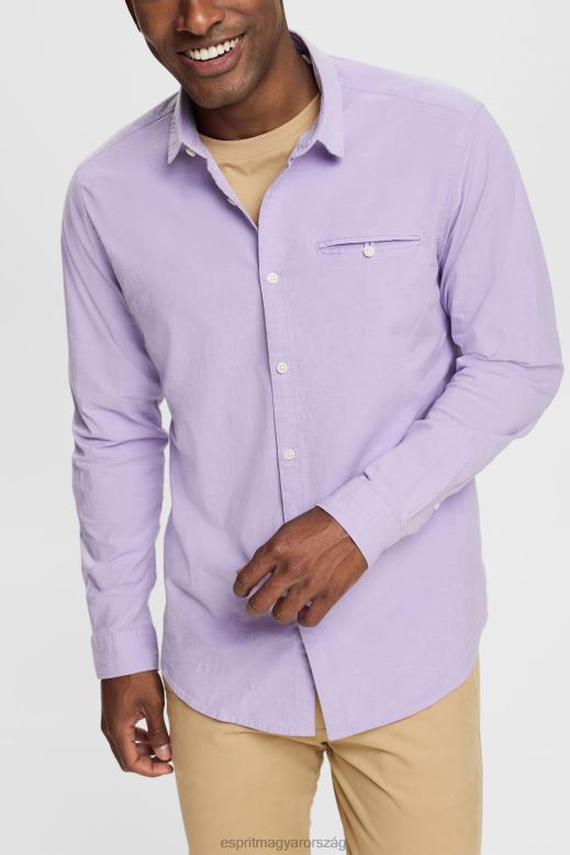 Esprit karcsú szabású ing férfiak halványlila ingek F8HN8912