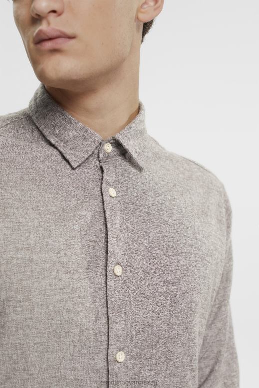 Esprit karcsú szabású ing férfiak sötétbarna ingek F8HN8700