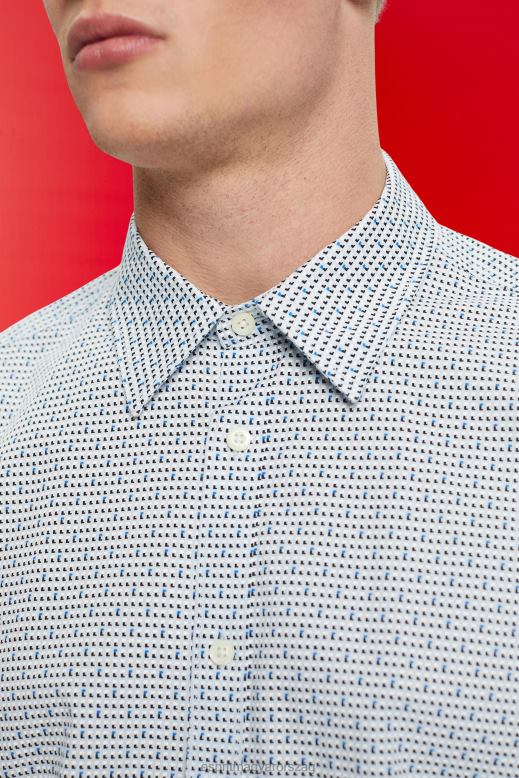 Esprit karcsú szabású ing mindenhol mintázattal férfiak világoskék ingek F8HN8778