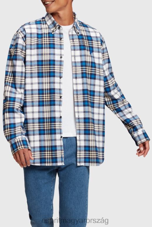 Esprit kockás flanel ing férfiak kék ingek F8HN8793