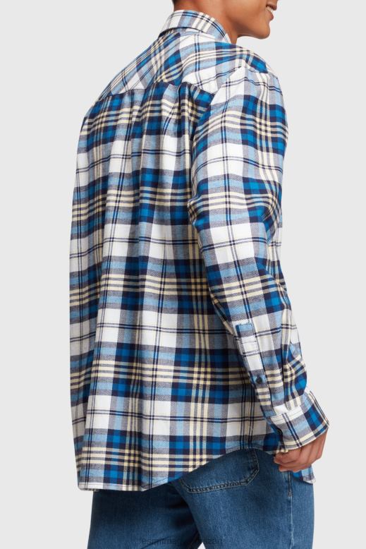 Esprit kockás flanel ing férfiak kék ingek F8HN8793