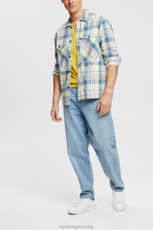 Esprit kockás ing férfiak kék ingek F8HN8886
