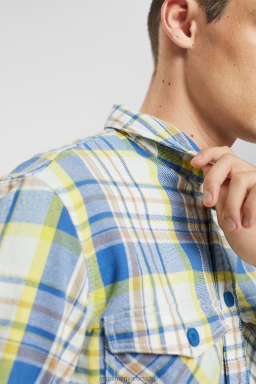 Esprit kockás ing férfiak kék ingek F8HN8886