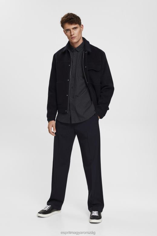 Esprit kockás slim fit ing férfiak fekete ingek F8HN8687