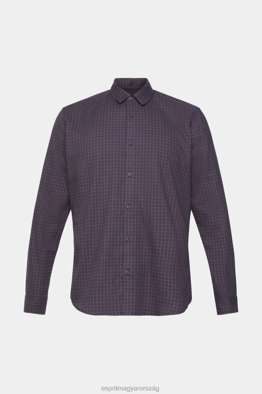 Esprit kockás slim fit ing férfiak haditengerészet ingek F8HN8689