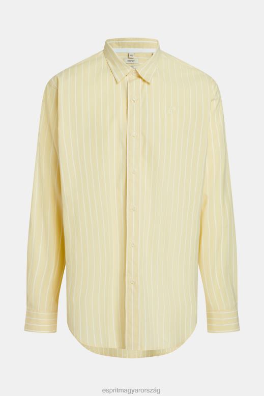 Esprit laza szabású csíkos poplin ing férfiak napraforgó sárga ingek F8HN8798