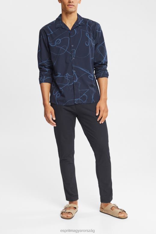 Esprit mintás ing férfiak haditengerészet ingek F8HN8910