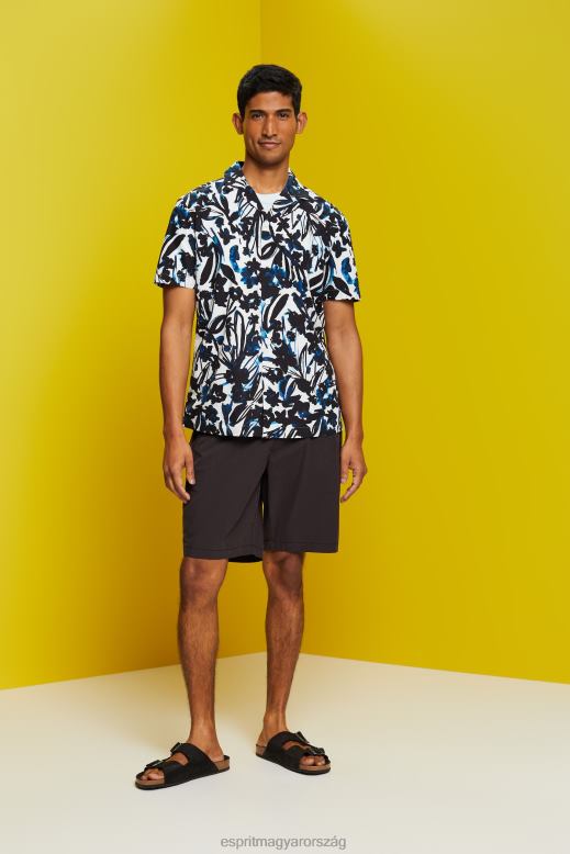 Esprit mintás rövid ujjú ing, 100% pamut férfiak haditengerészet ingek F8HN8613